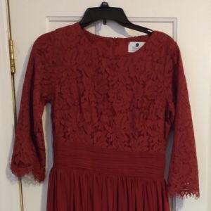 Red Dress with Lace Bodice
